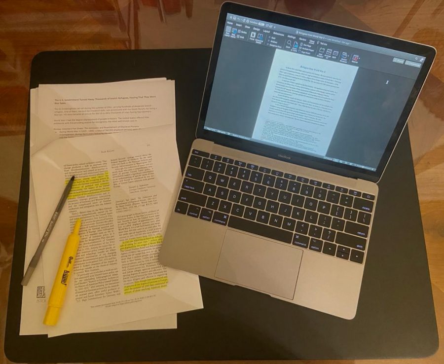 Anna Braun's workspace for her virtual internship