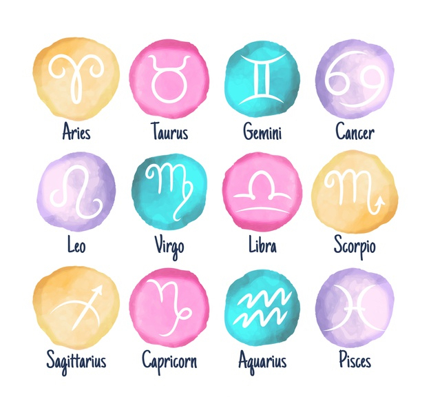 The 12 zodiac signs. Image credit: VectorStock.