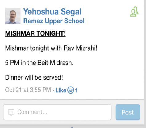Rabbi Segal invites students to join mishmar after school.