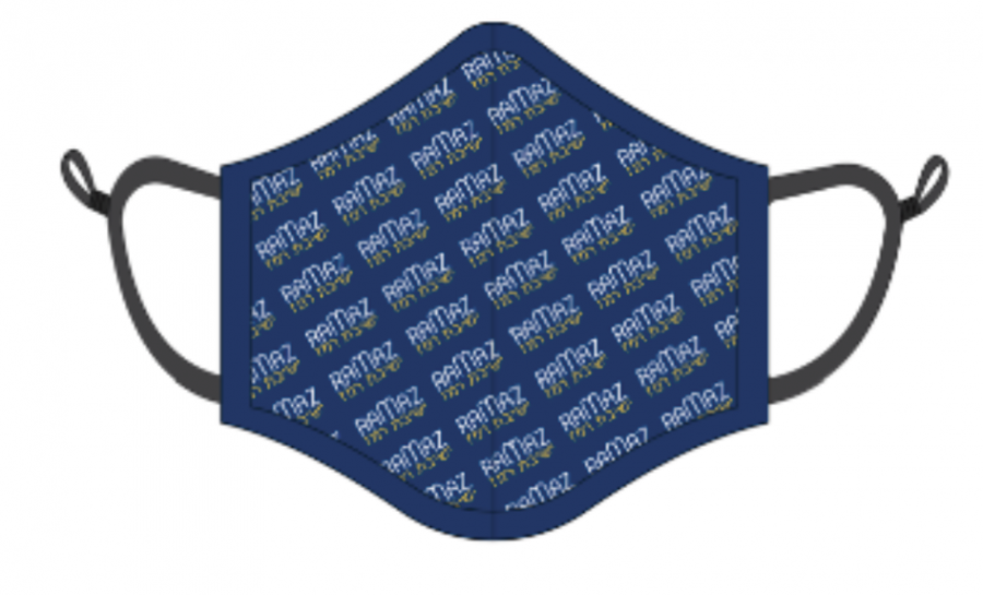 A surgical mask with the Ramaz logo branded on it. Image credit: ramaz.org.