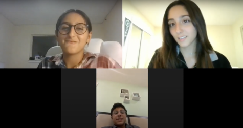 Rebecca Kalimi '23 interviews Sarah Kalimi '25 and Yakov Rabei '25.
Image credit: Rebecca Kalimi '23