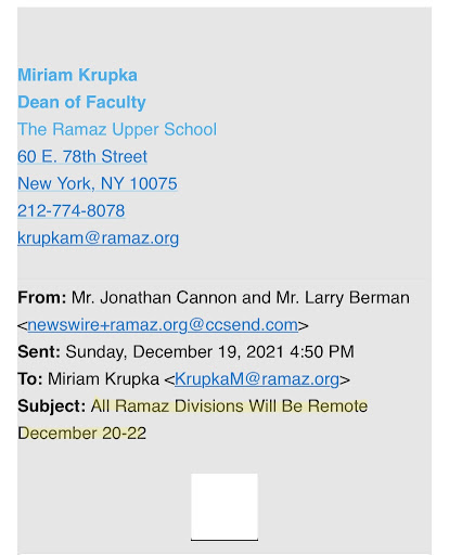 Ramaz Goes Remote Days Before Winter Break