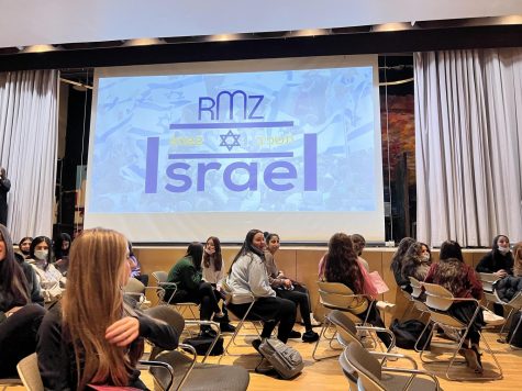 Ramaz students attending a full-school assembly to learn about the Israel Mission.